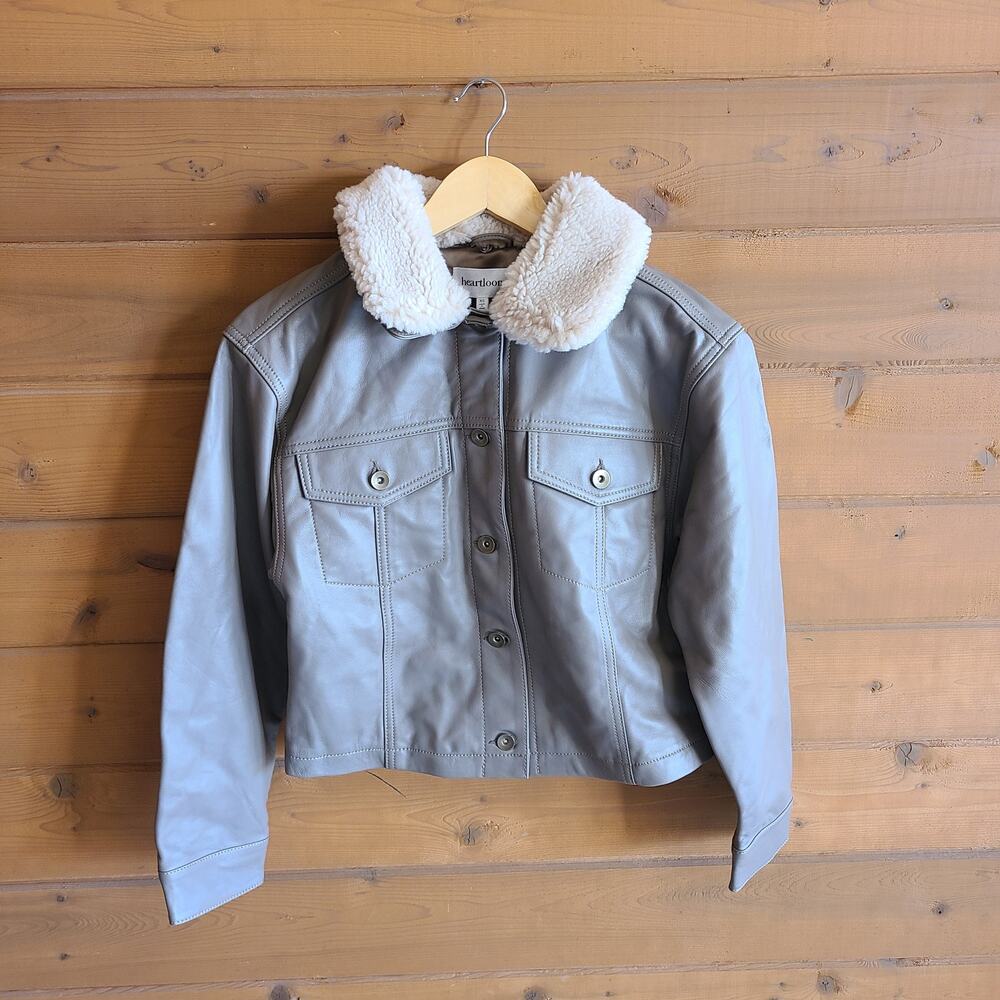 Anthropologie Heartloom Pia Jacket NWT Lambskin Leather Fawn XS Sherpa Coat Top - Picture 2 of 7